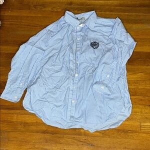 LOFT Light Blue Striped Men's Shirt with Embroidery